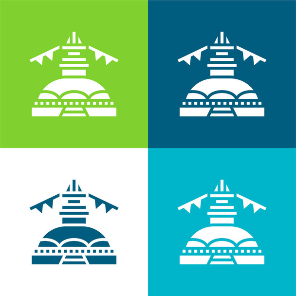 Boudhanath Flat quatro cores conjunto de ícones mínimos - Vetor, Imagem
