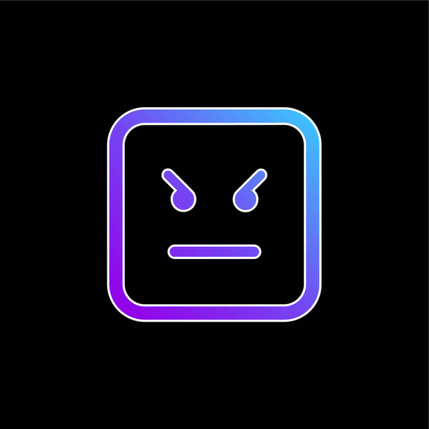 Rozzlobený emotikon čtvercový obličej modrý vektor přechodu ikona - Vektor, obrázek