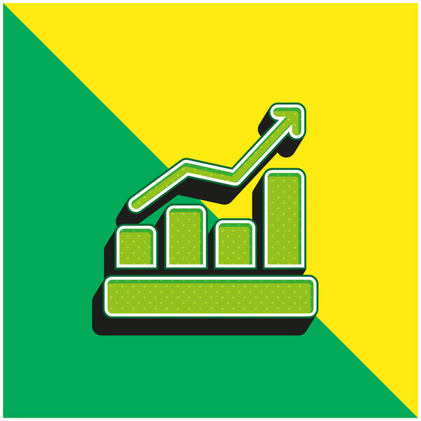 Bar Graph Zöld és sárga modern 3D vektor ikon logó - Vektor, kép