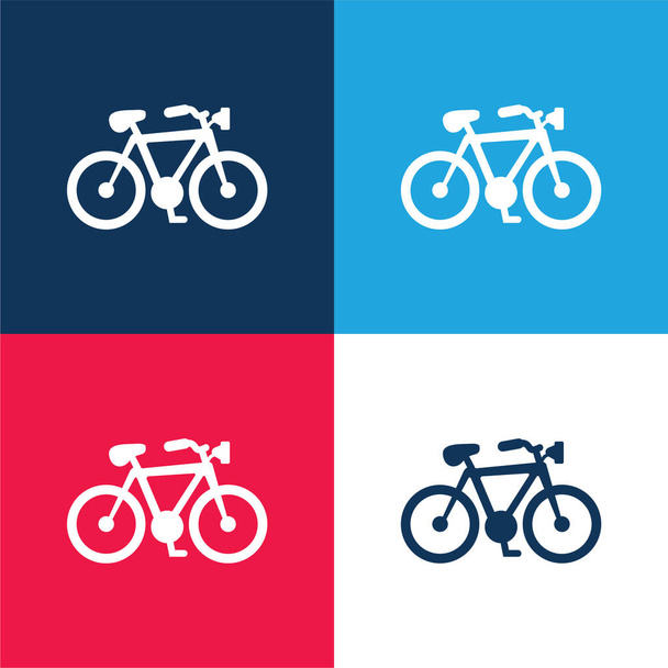 自転車形状青と赤の4色の最小アイコンセット - ベクター画像