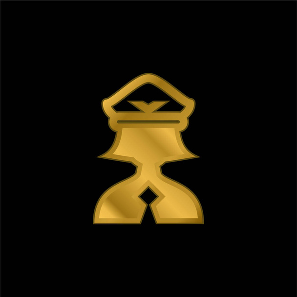 Hava Hostesi altın kaplama metalik simge veya logo vektörü - Vektör, Görsel