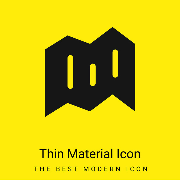 Czarna mapa Składany papier Symbol minimalny jasnożółty materiał ikona - Wektor, obraz