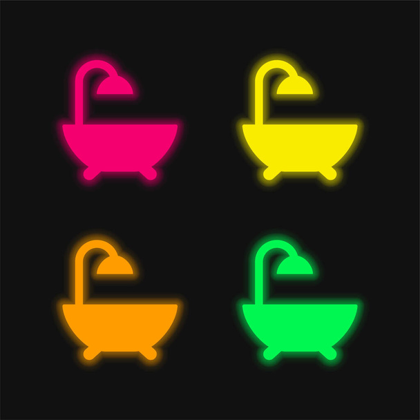 Kylpy neljä väriä hehkuva neon vektori kuvake - Vektori, kuva