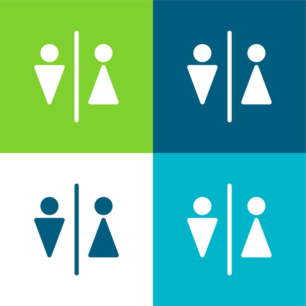 Banheiros do aeroporto Plano quatro cores conjunto de ícones mínimos - Vetor, Imagem