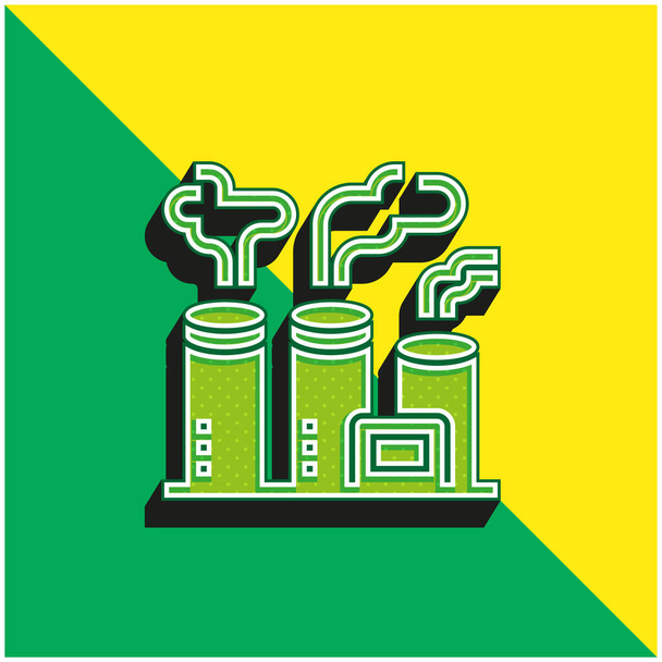 大気汚染緑と黄色の近代的な3Dベクトルアイコンのロゴ - ベクター画像