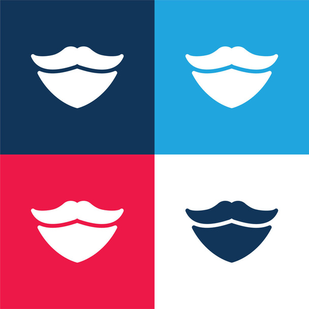 Set di icone minimali di quattro colori blu e rosso barba - Vettoriali, immagini