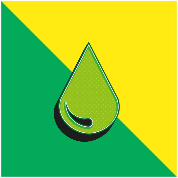 Big Blood Drop Zöld és sárga modern 3D vektor ikon logó - Vektor, kép