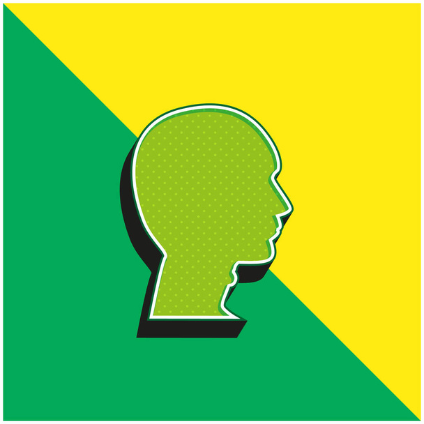 Hombre calvo cabeza verde y amarillo moderno vector 3d icono logotipo - Vector, imagen