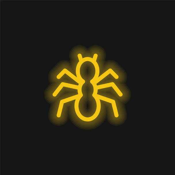 Hangya Silhouette sárga izzó neon ikon - Vektor, kép