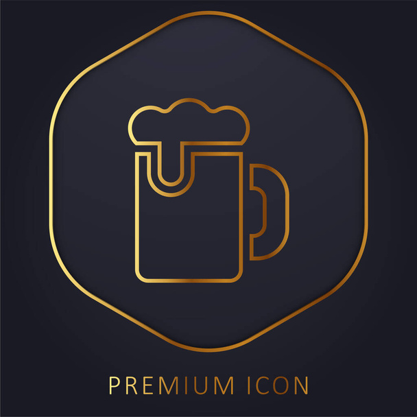 Cerveza línea dorada logotipo premium o icono - Vector, imagen