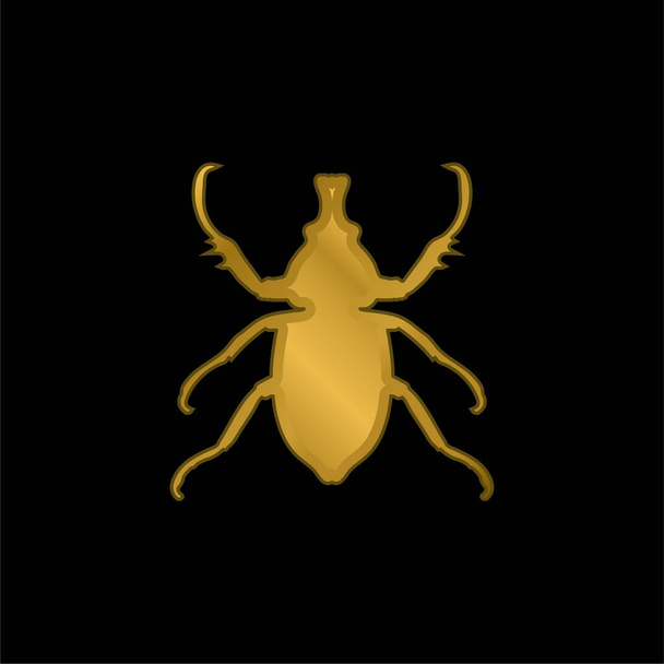 動物のロングホーン昆虫形状金メッキ金属アイコンやロゴベクトル - ベクター画像
