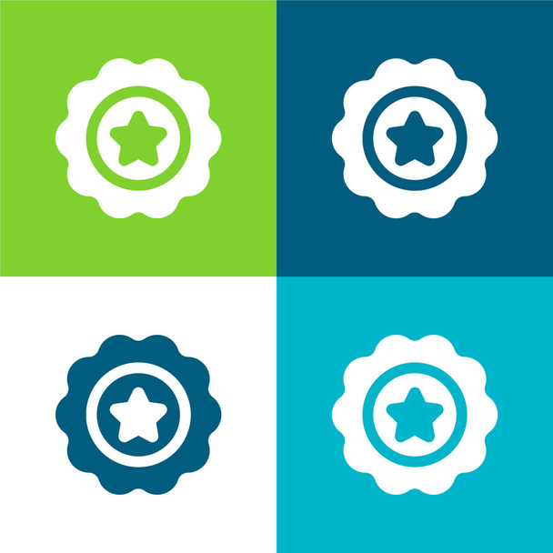 Badge Set icona minimale a quattro colori piatto - Vettoriali, immagini