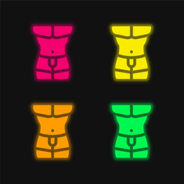 Corpo quattro colori luminosi icona vettoriale al neon - Vettoriali, immagini