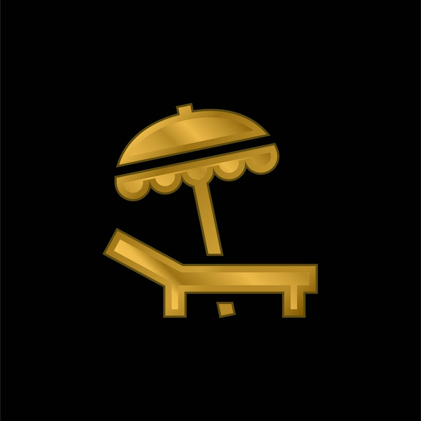 Pláž pozlacené kovové ikony nebo logo vektor - Vektor, obrázek