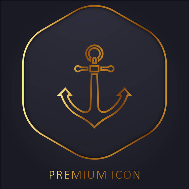 Âncora linha dourada logotipo premium ou ícone - Vetor, Imagem