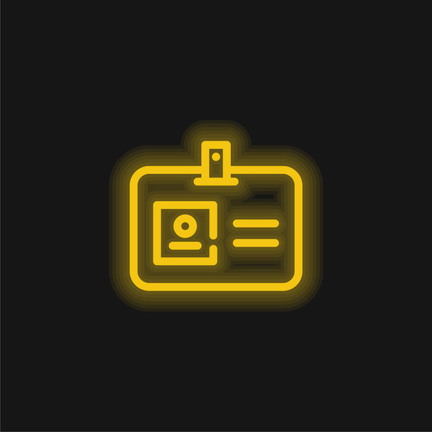 Tarjeta de acceso amarillo brillante icono de neón - Vector, Imagen