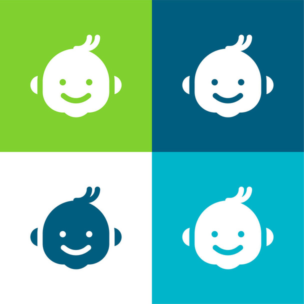 Boy Flat négy szín minimális ikon készlet - Vektor, kép