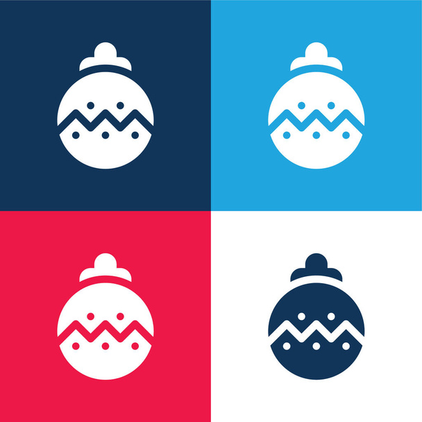 Ensemble d'icônes minimales Bauble bleu et rouge à quatre couleurs - Vecteur, image