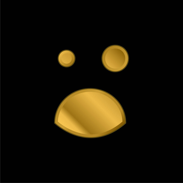 Black Eye And Opened Mouth Emoticon Square Face gold plated metalic icon or logo vector - Vector, Image