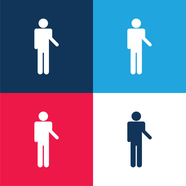 Silhouette basique bleu et rouge ensemble d'icônes minimes quatre couleurs - Vecteur, image