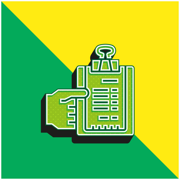 Bill Groen en geel modern 3D vector pictogram logo - Vector, afbeelding
