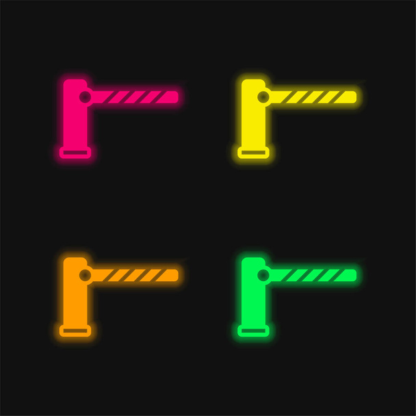 Бар'єр чотири кольори, що світяться неоном Векторна піктограма
 - Вектор, зображення
