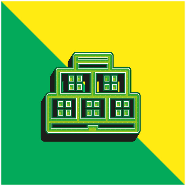 Aparelho bloco verde e amarelo moderno logotipo do ícone do vetor 3d - Vetor, Imagem