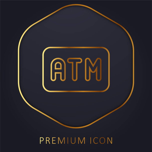 ATM MAchine χρυσό λογότυπο γραμμή πριμοδότηση ή εικονίδιο - Διάνυσμα, εικόνα
