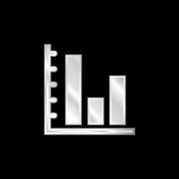 Bars Graphic Of Business Stats silver plated metallic icon - Vector, Image
