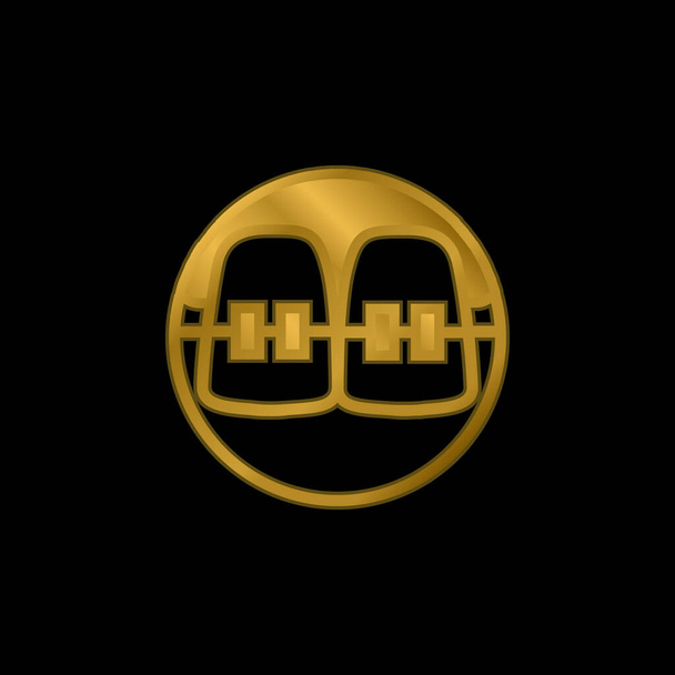 Zahnspange vergoldet metallisches Symbol oder Logo-Vektor - Vektor, Bild