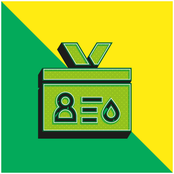 Картка донора крові Зелений і жовтий сучасний 3d векторний логотип
 - Вектор, зображення