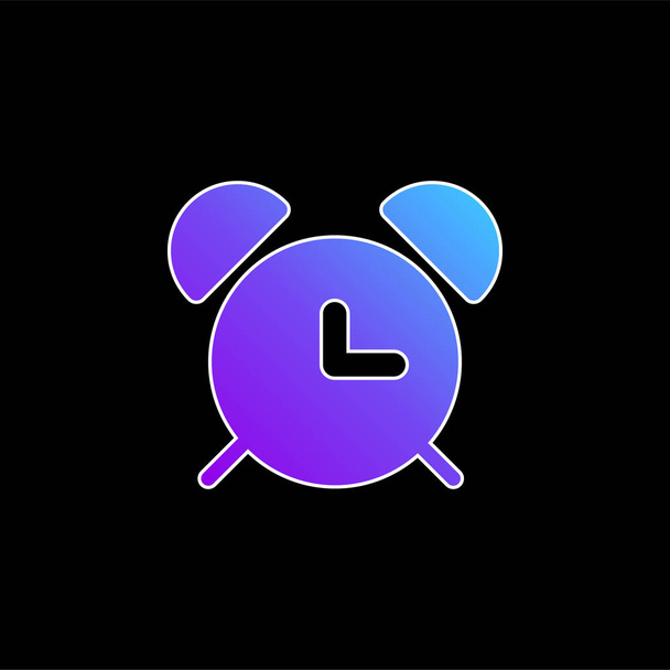 Relógio despertador com sinos ícone vetor gradiente azul - Vetor, Imagem
