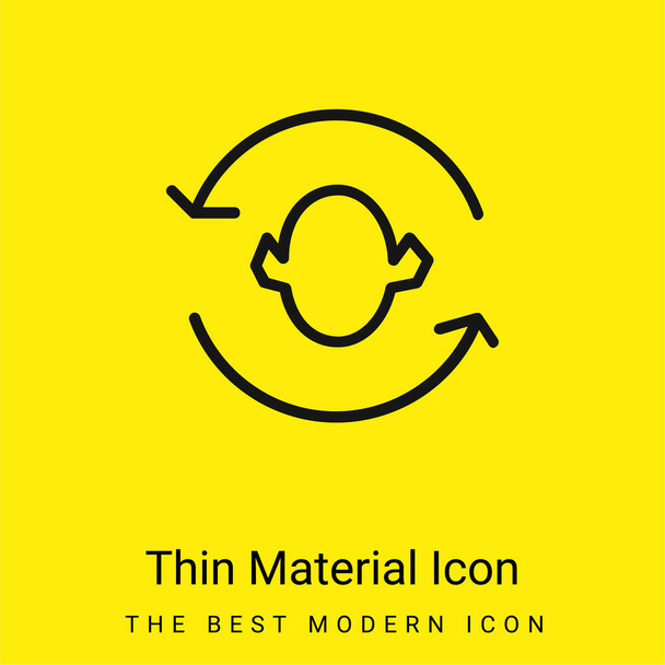 Frecce Coppia intorno a una silhouette testa minimale brillante icona materiale giallo - Vettoriali, immagini
