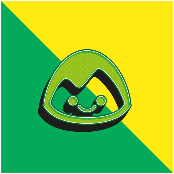 базовый зеленый и желтый современный трехмерный векторный логотип - Вектор,изображение