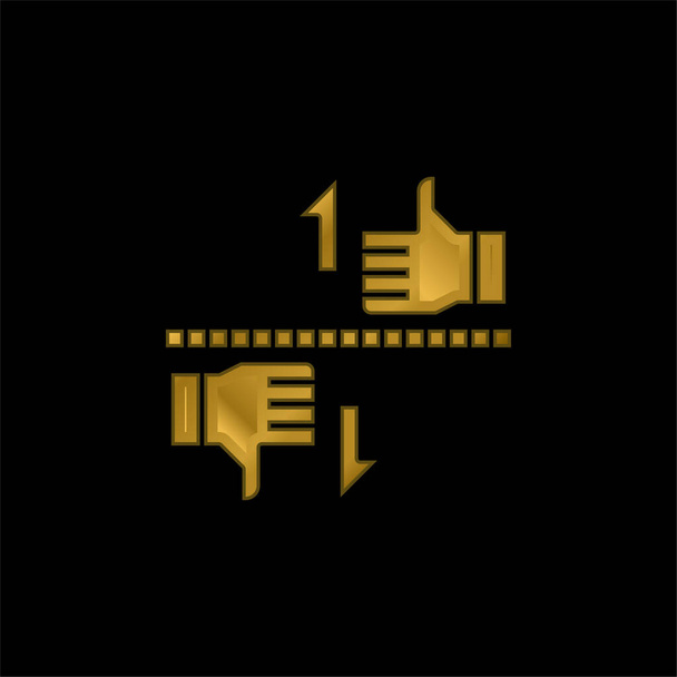 Benchmark chapado en oro icono metálico o logotipo vector - Vector, imagen