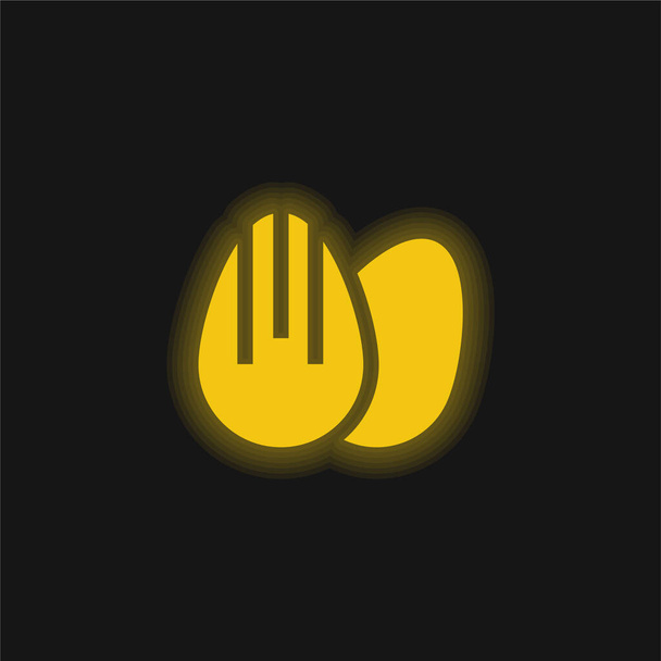 Almond yellow glowing neon icon - Vector, Image