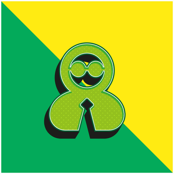 Сліпа людина Зелена і жовтий сучасний 3d векторний логотип ікони - Вектор, зображення