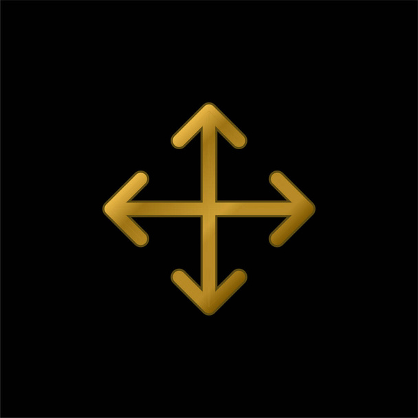 Flechas chapado en oro icono metálico o logo vector - Vector, imagen