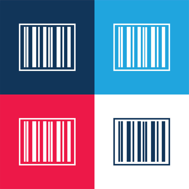 Barcode Sticker blauw en rood vier kleuren minimale pictogram set - Vector, afbeelding