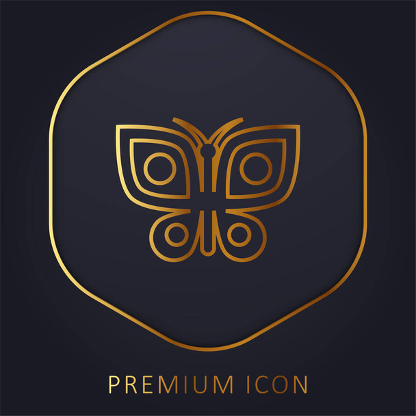 Gran mariposa línea dorada logotipo premium o icono - Vector, Imagen