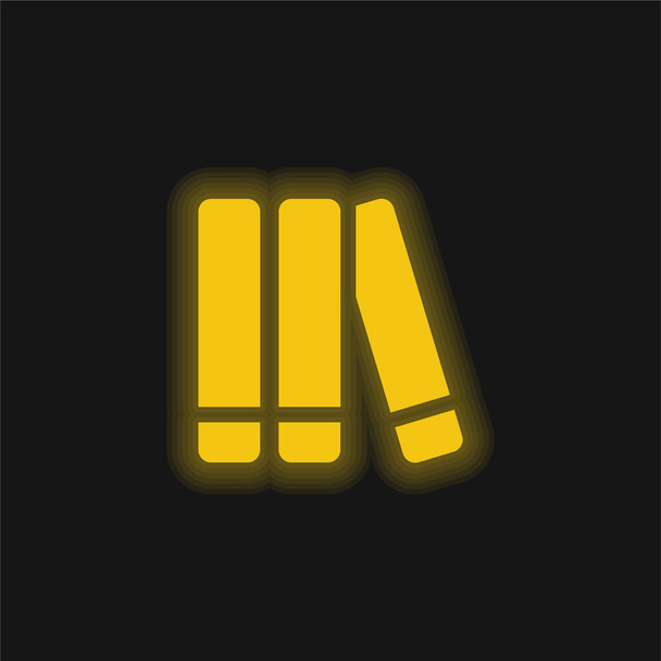 Boeken geel gloeiende neon pictogram - Vector, afbeelding