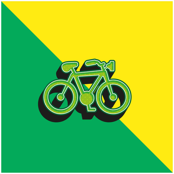 Bike Shape Zöld és sárga modern 3D vektor ikon logó - Vektor, kép