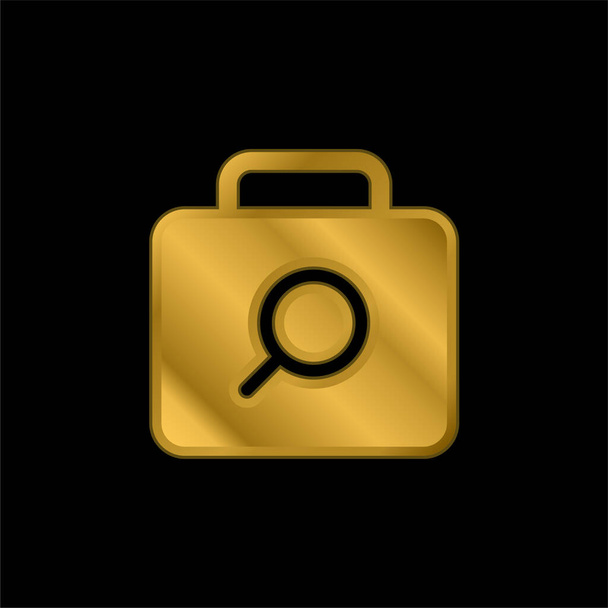 Briefcase gold plated metalic icon or logo vector - Vector, Image