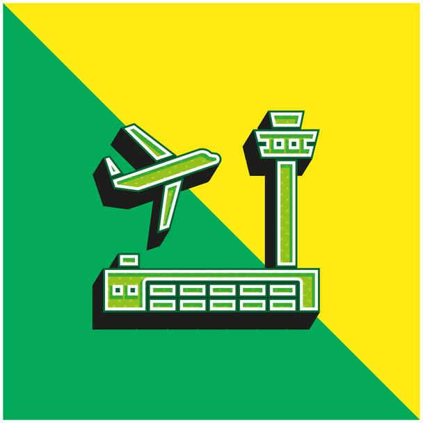 Logo vectoriel 3d moderne vert et jaune de l'aéroport - Vecteur, image