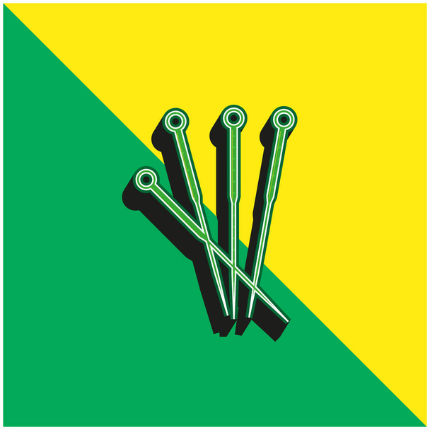 Acupunctuur Naalden Groen en geel modern 3D vector icoon logo - Vector, afbeelding