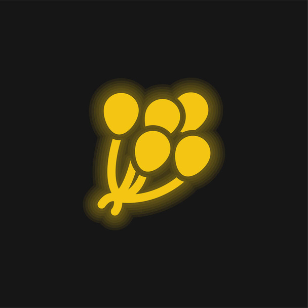 風船黄色の輝くネオンアイコン - ベクター画像
