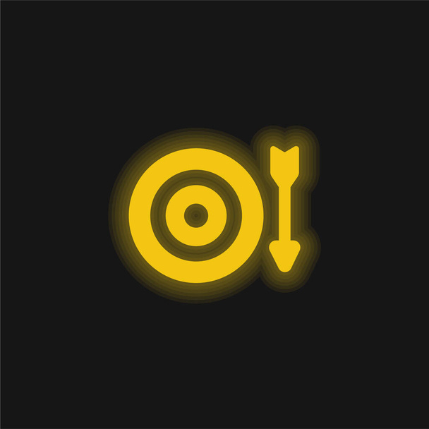 Archery yellow glowing neon icon - Vector, Image