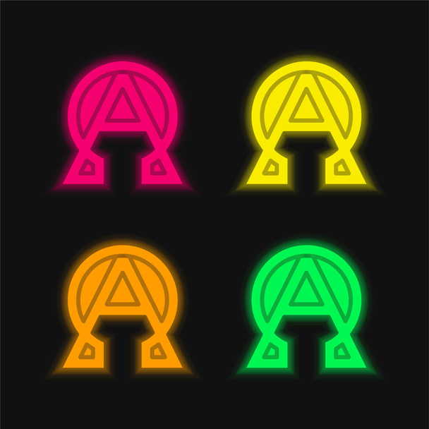 Alfa y Omega de cuatro colores brillante icono del vector de neón - Vector, Imagen