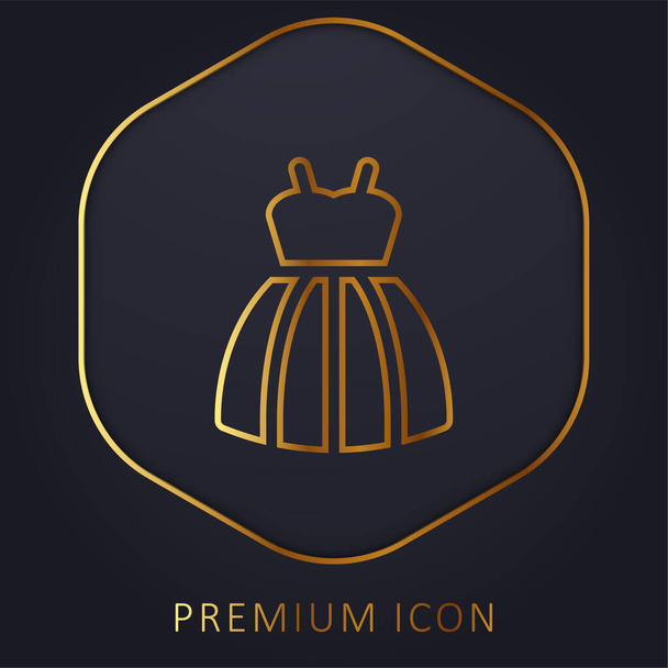Bride Dress golden line premium logo or icon - Vector, Image