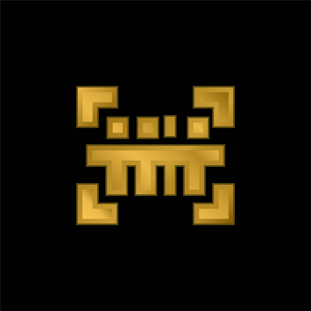 Barkod altın kaplama metalik simge veya logo vektörü - Vektör, Görsel